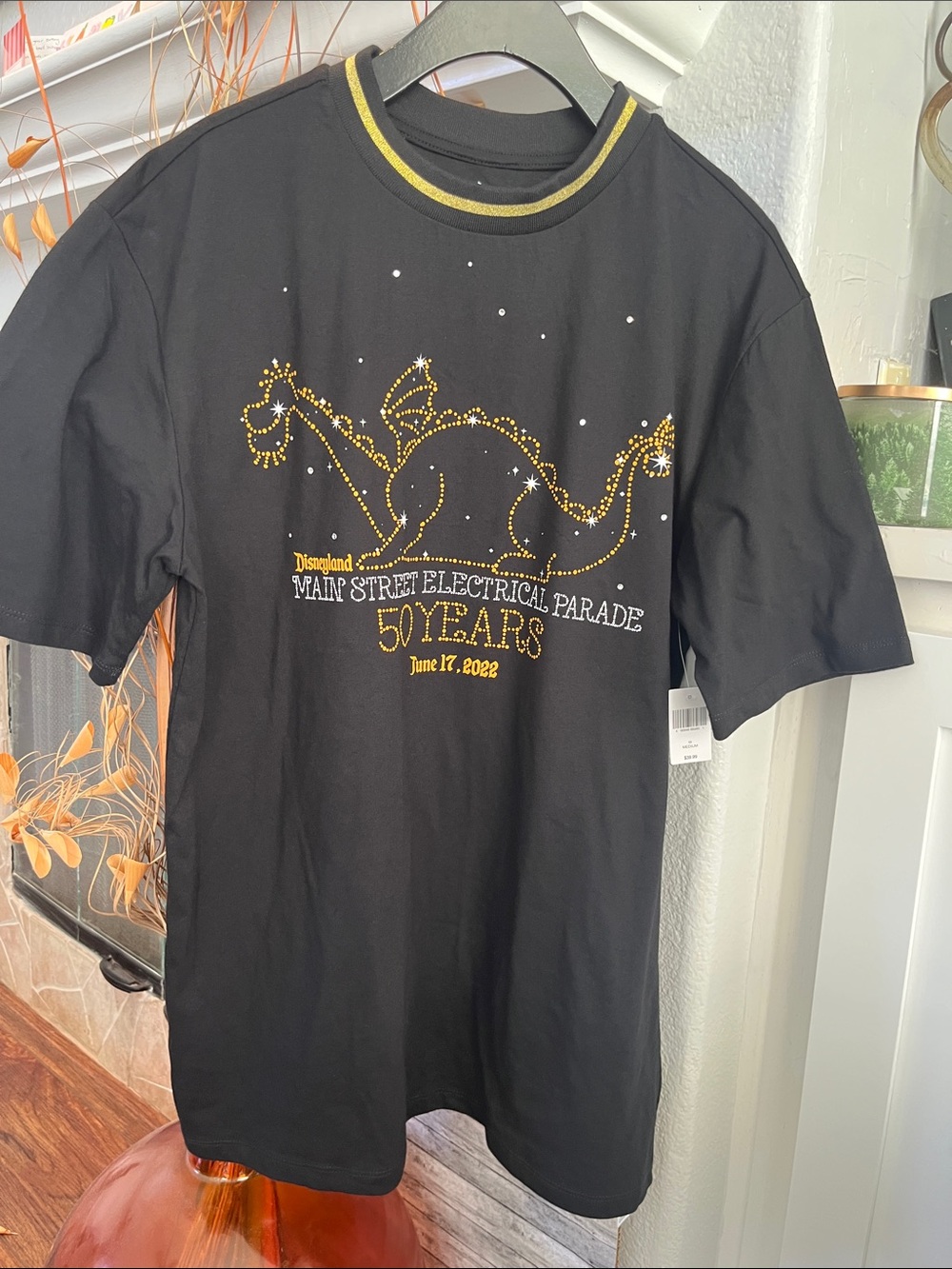 Disneyland Main Street Electrical Parade 50 Years Black Tee - Gold Accent